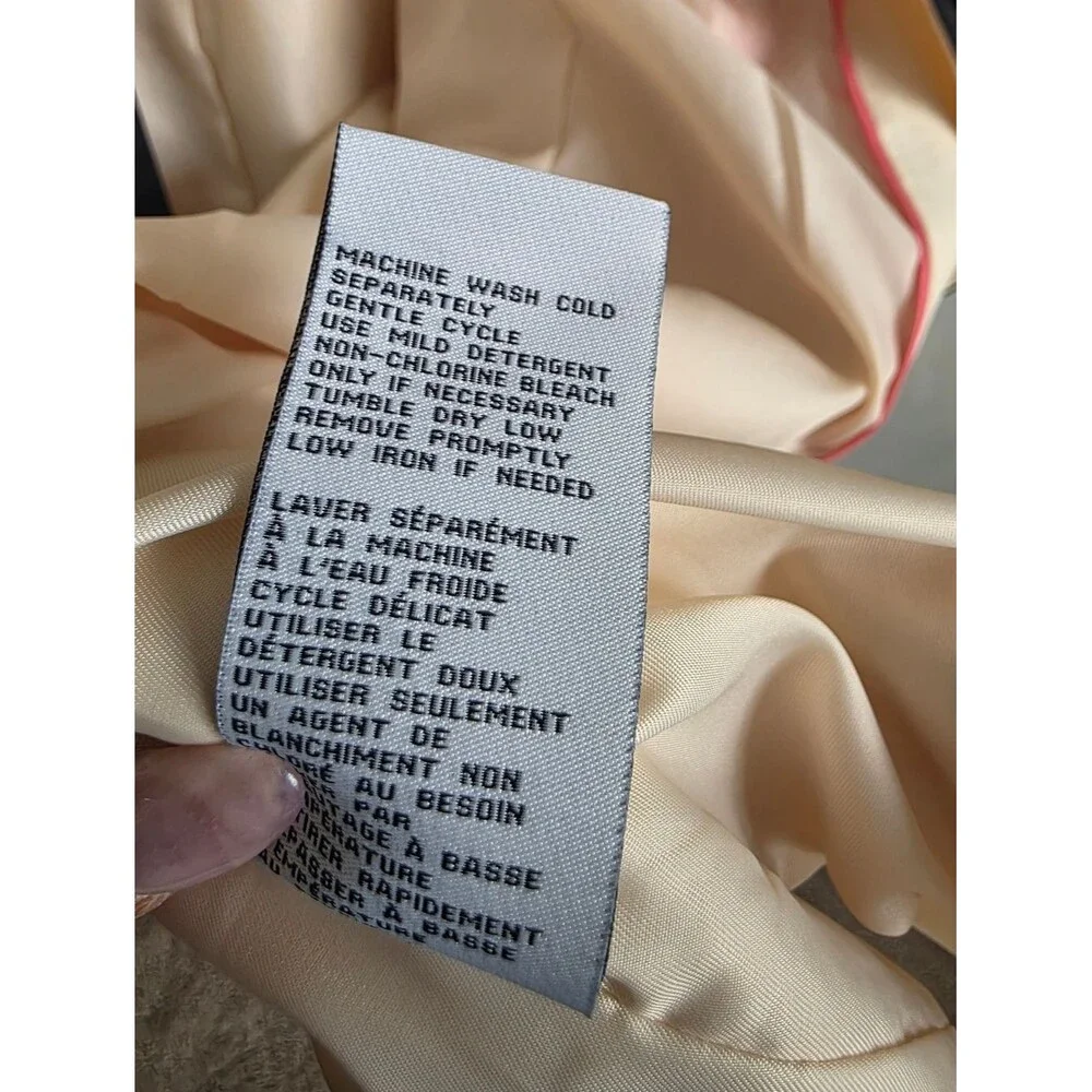 Kate Spade Single Breasted Pale Yellow & Navy Blue Hooded Trench Coat Sz L